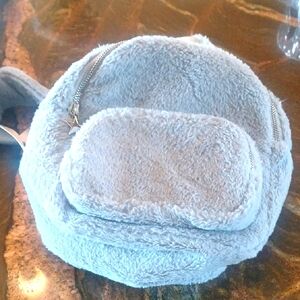 Fluffy Gray Mini Backpack